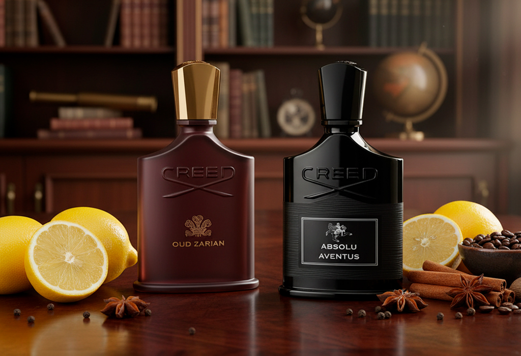 Creed Oud Zarian and Absolu Aventus with citrus and spice